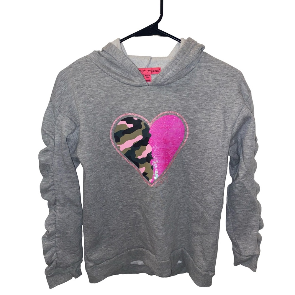 Gray Betsey Johnson Heart
Flip Sequin Hoodie